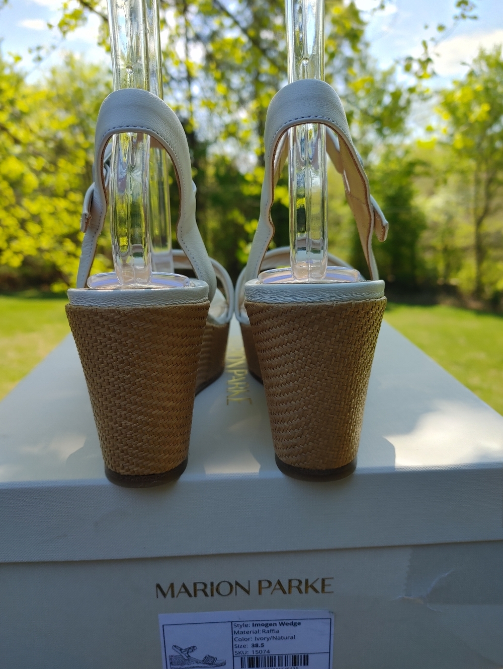 Marion Parke Imogen Wedge Sandals, White 38.5 - Picture 7 of 16